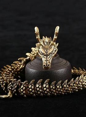 黄铜龙金属龙3D活体可活动神龙摆件展厅摆设五爪龙手把件工艺品