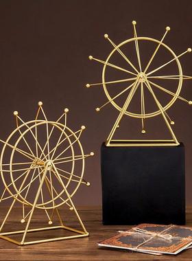 铁艺金属旋转摩天轮摆设办公桌面客厅酒柜电视柜桌面装饰摆件