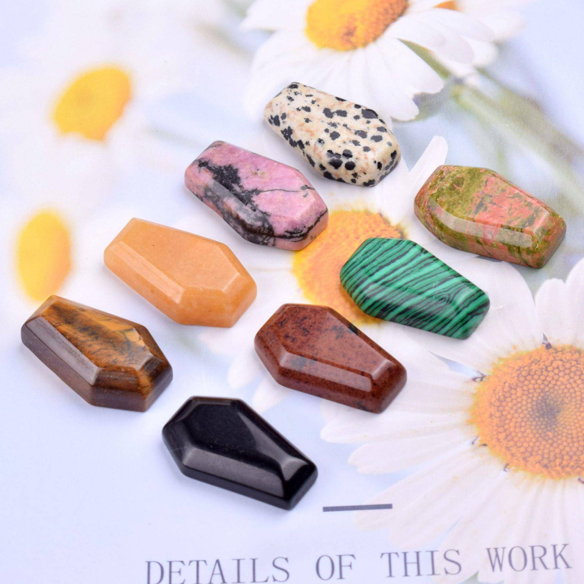 天然宝石水晶原石小棺材板发财板饰品配件桌面小摆件跨境爆款