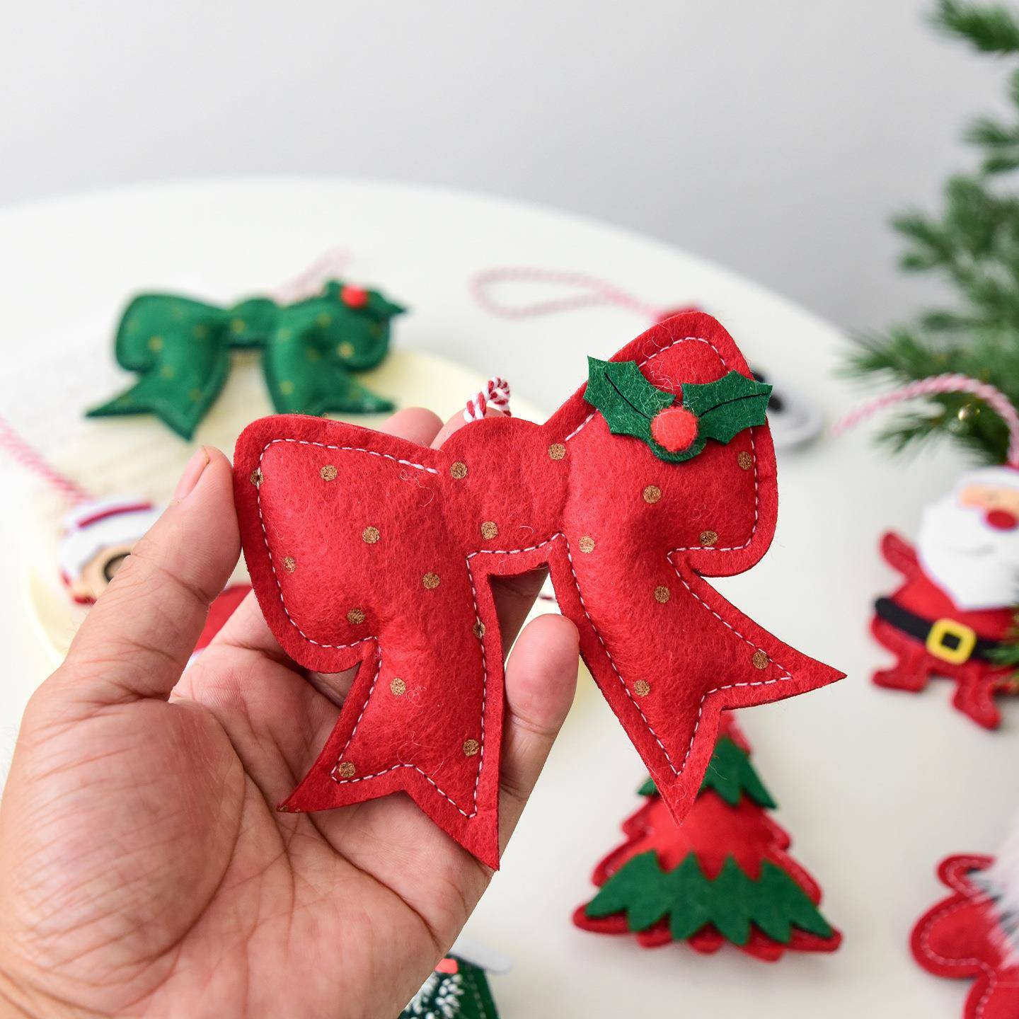 跨境圣诞节装饰圣诞老人雪人装饰挂件圣诞树装饰蝴蝶结房子