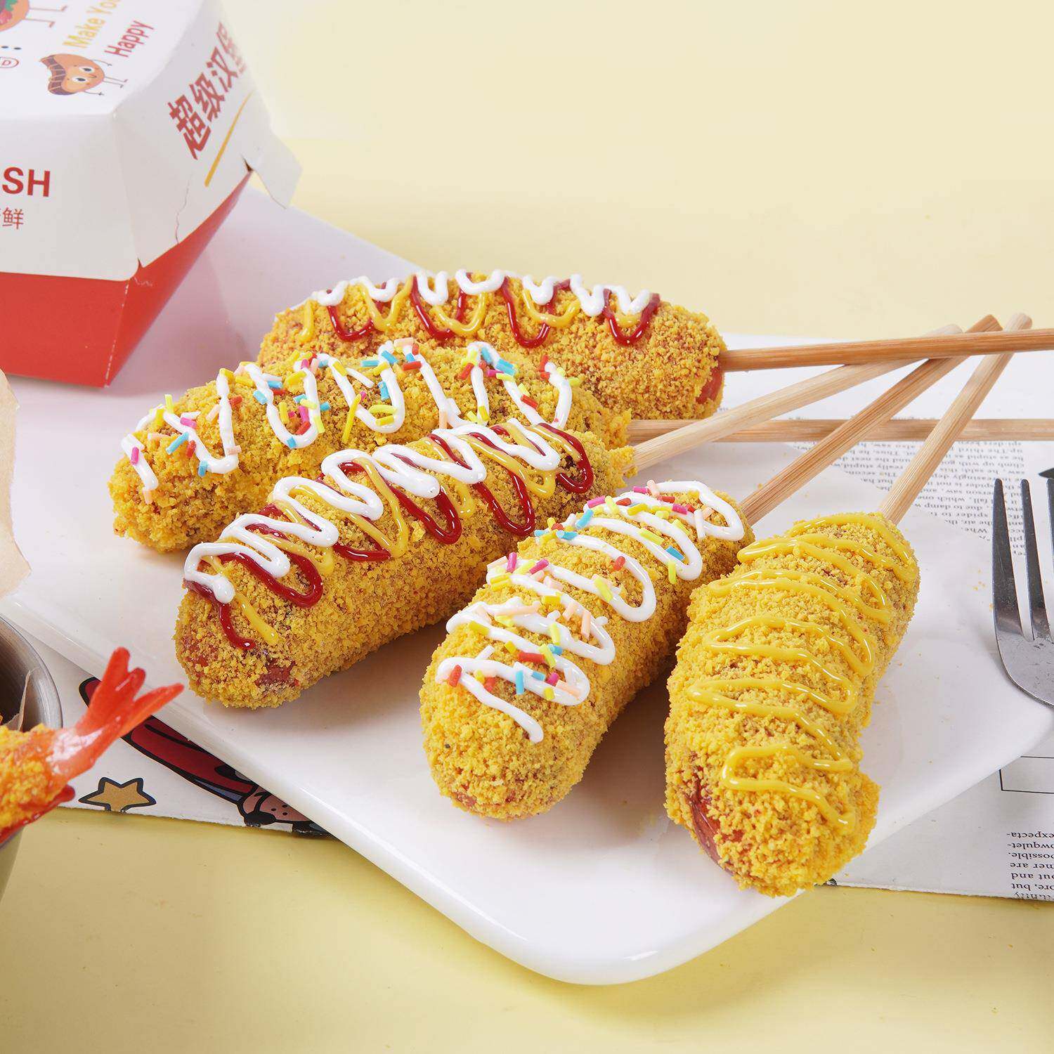 仿真芝士热狗棒模型裹面包糠香肠网红零食仿真拉丝芝士棒道具摆件