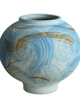 瓶景德镇现代约陶花新中式侘瓷寂禅意NMD插花简水培装饰摆件蓝色