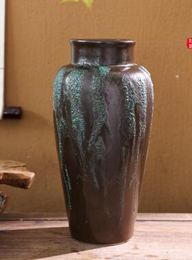 中瓶式陶瓷柳瓶饰插花摆件装简约复古禅意PTR家居客花厅大花瓶器