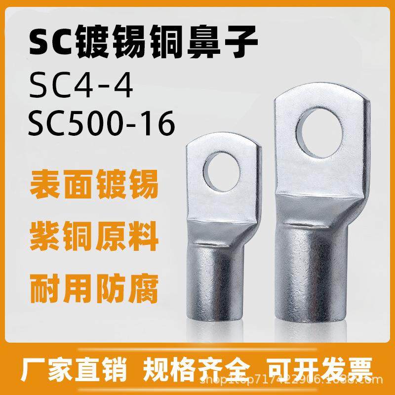 SC铜鼻子接线端子窥口接线鼻线耳SC系电缆管压紫铜1.5-300跨境