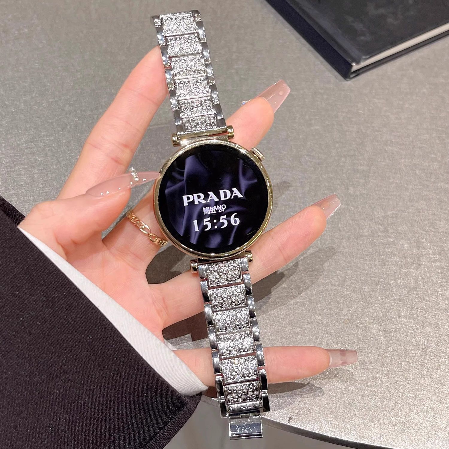 高级满天星镶钻金属gt5华为GT4手表带GT3男女watch4高级fit3适用