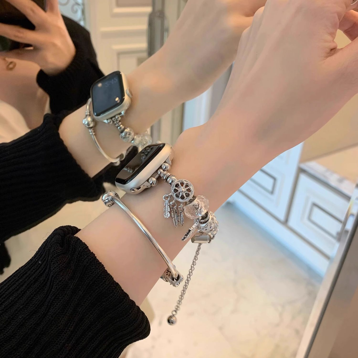 潘多la金属手链适用oppo watch3/2/X/4pro手表带se男女高级新款夏