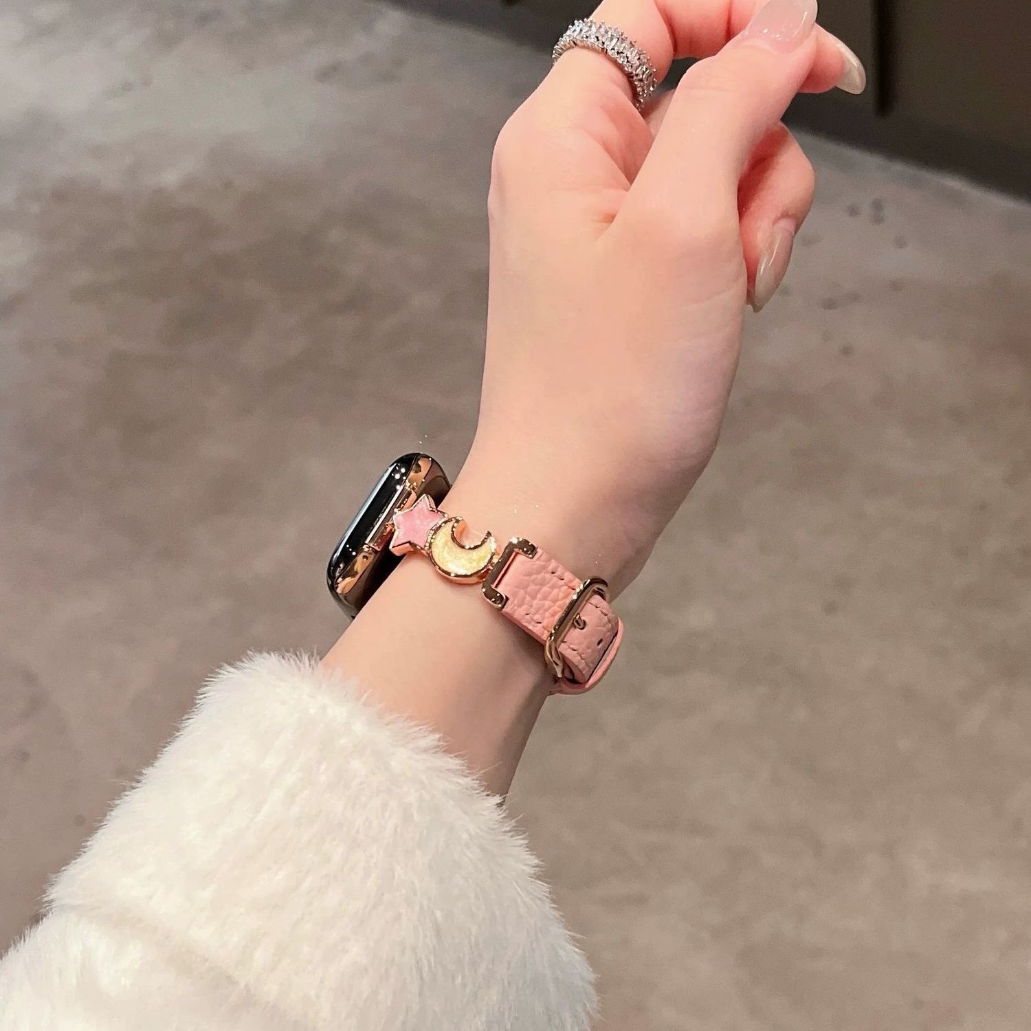 适用oppowatch4Pro表带x2mini手表金属星月watch321真皮女款潮流