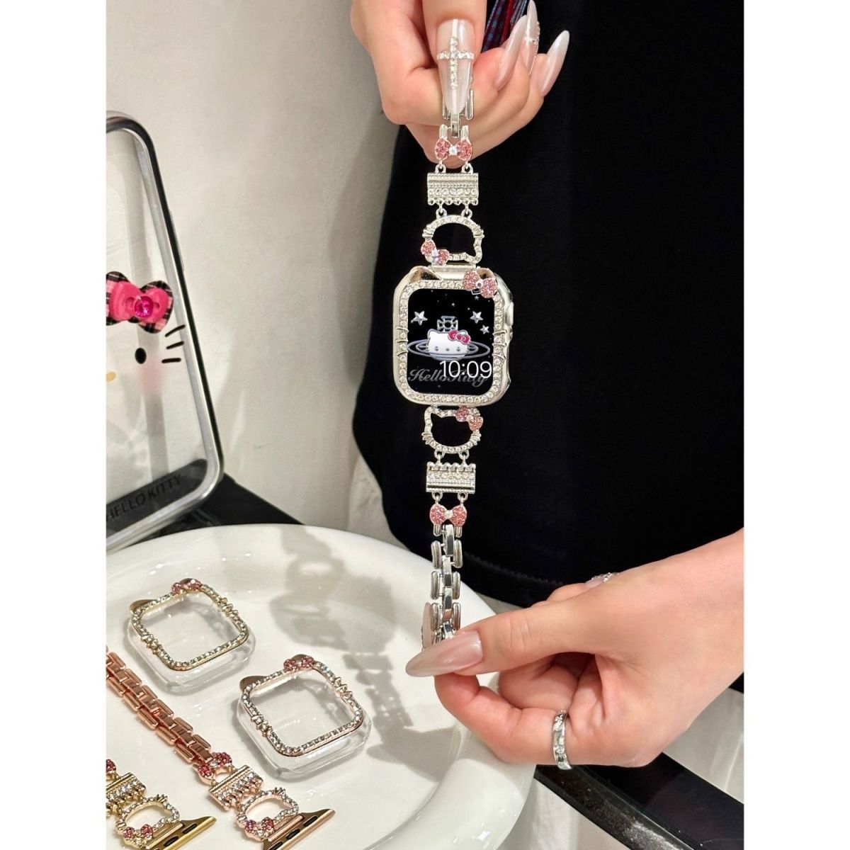 钻石Kitty猫适用华为fit4表带华为watchFit3/fit4pro女款金属表链