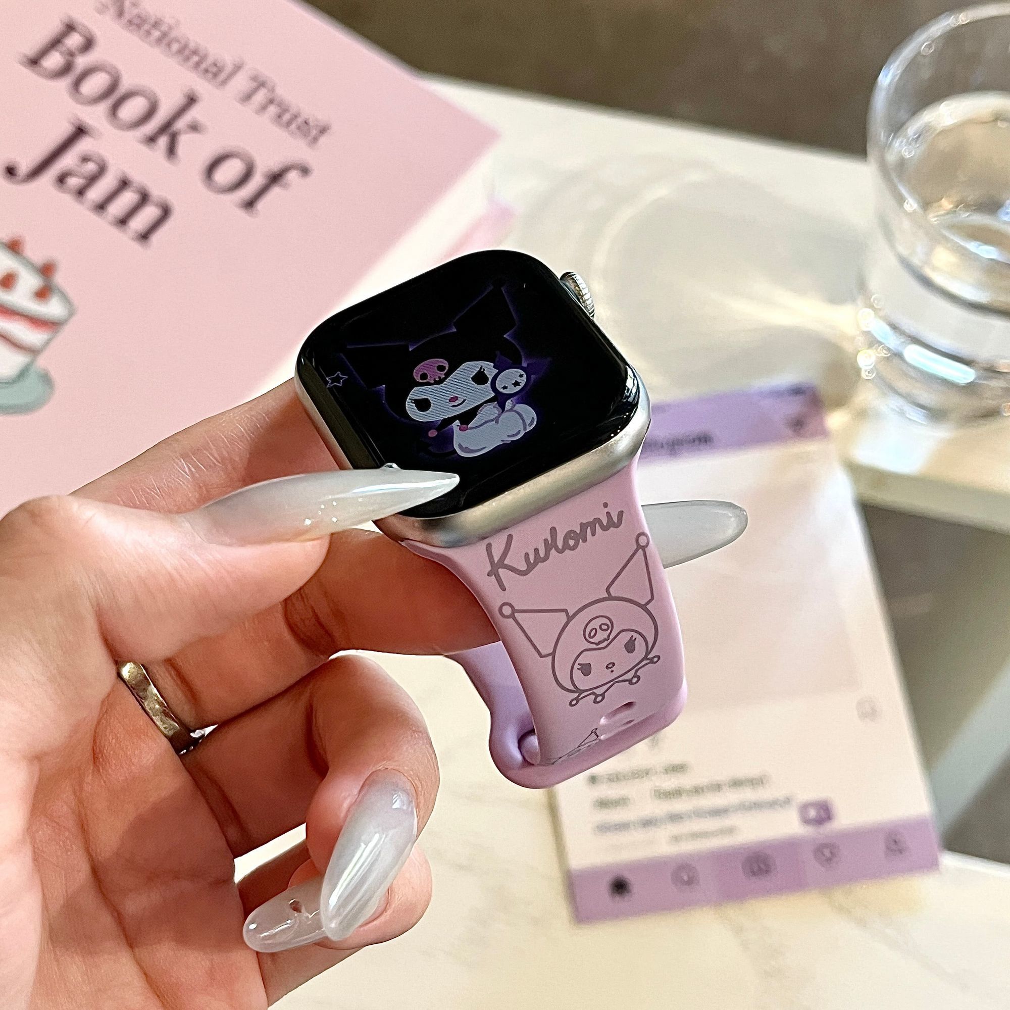 可爱库洛米薰衣草紫硅胶适用iwatchs10表带卡通印花苹果表带s11/9