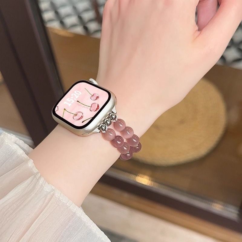 紫琉璃手工手链条串珠表带适用小米手环8/9/10nfc 8/9pro华为苹果