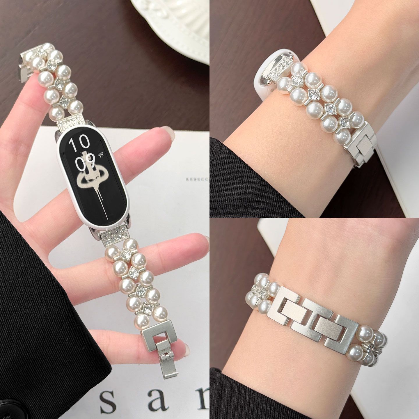 秋季新款适用小米10表带小香风珍珠小米手环9/8nfc高颜值女款腕带