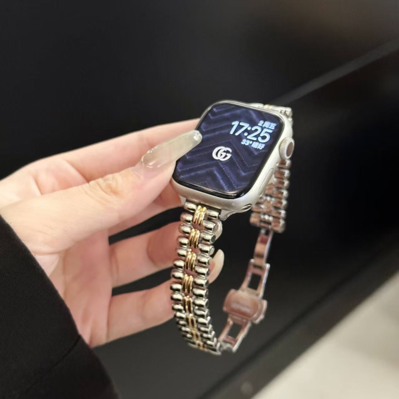 保龄球款适用苹果iwatchS10合金蝴蝶扣小米10表带华为gt5/pro腕带