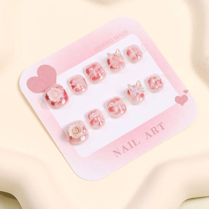 儿童穿戴短款女孩美甲贴片手工指甲成品可爱卡通动漫风温柔花语,彩妆/香水/美妆工具,美甲工具,淘宝优惠券,粉丝福利购,淘宝优惠卷