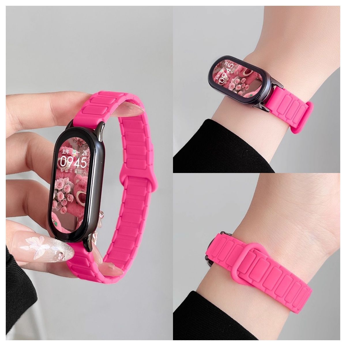 张婧仪小米手环10表带液态硅胶磁吸表带适用小米手环8/9运动