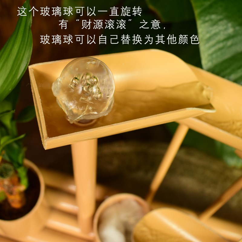 流水摆件古法养鱼水m循环水车石槽缸客厅竹子生财造景风水轮流水