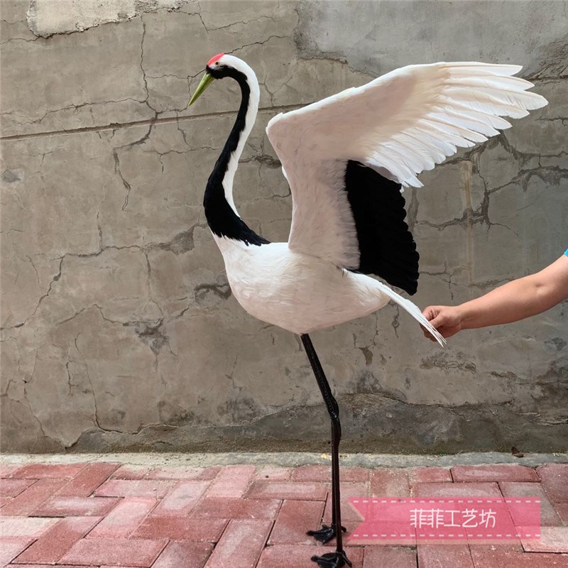 仿真丹顶鹤影视拍摄道具假u山装饰仙鹤家居客厅摆件羽毛丹顶鹤模