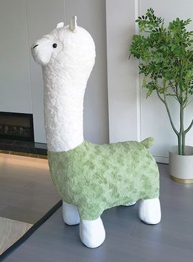 超大创意羊驼座椅带轮动物凳子落地手工摆件换R鞋凳子乔迁搬家礼
