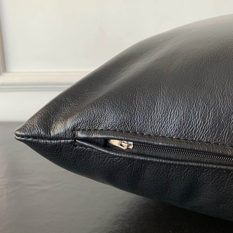 全真皮沙发抱枕靠垫纯色高档客厅轻奢真皮美式Q皮抱枕纯皮腰垫靠