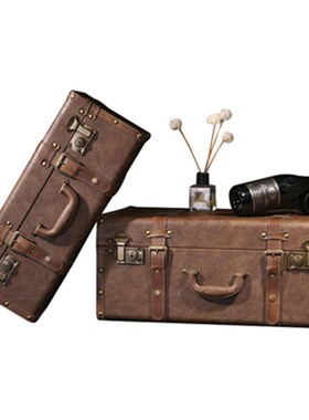 储物手提收纳g箱复古便携皮箱道具行李做旧民国大码装饰整理箱152