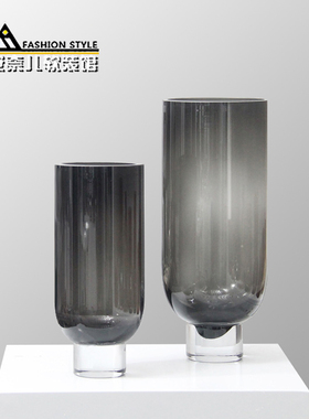 高品质加厚底琉璃花瓶轻奢风家居C客厅餐桌水培花器样板间软装摆