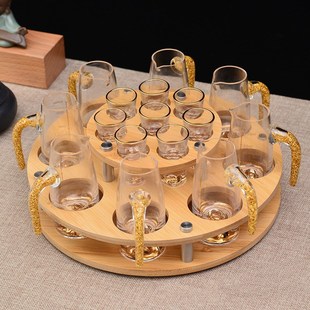 竹木制白酒杯架子置物架家用分酒器一口杯专用收纳架套Z装创意托
