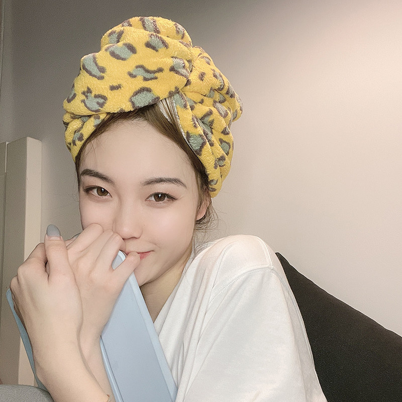 豹纹干发帽2021新款李佳琪御用模特推荐超强吸水速干X发巾洗头浴