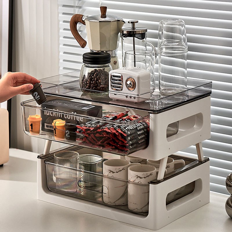 茶包收纳盒桌面防尘多p层茶叶胶囊咖啡办公室放杯子水杯储物置物