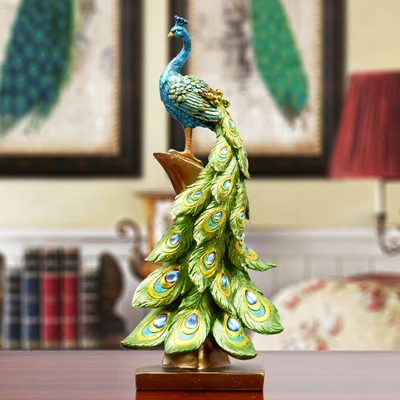 欧式奢华孔雀摆件家居软装饰品玄关客厅工艺品电视柜X摆设结婚礼