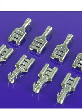 冷压端子 接线i端子 6.3插簧 接插件 线耳 2000只黄铜镀铜锡