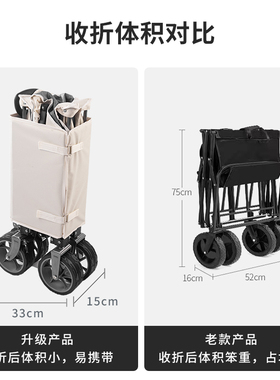 美途户外露营拉车营地车便携折叠推车手拉拖车可家U用买菜行李搬