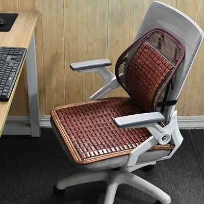 坐垫靠垫一体夏季透气竹子凉席椅子垫凉垫办公R室学生汽车腰靠竹