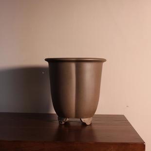宜兴紫砂盆 原矿青灰泥梅花口兰花盆 复古简约透气好精品桌面盆