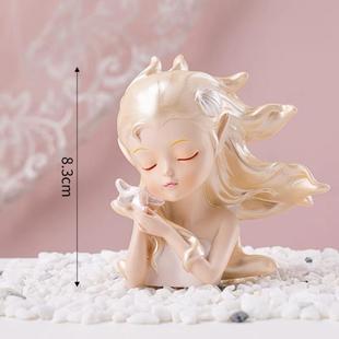 饰ins少女心可爱海洋女孩树脂水下世界微景观小摆件 斗鱼缸造景装