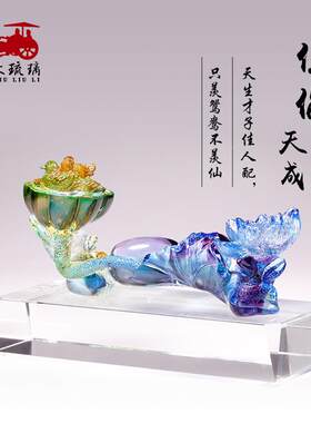新婚结婚礼物鸳鸯送新人创意情侣闺蜜老婆纪念日定制琉璃如意摆件