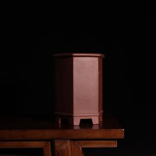 精品宜兴盆君子兰盆 六角直筒紫砂兰花盆 素面盆 悬崖式 盆景盆