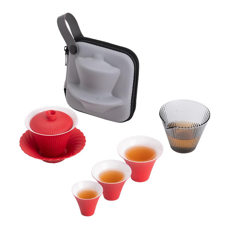 陶瓷简约户外便携式旅行茶具随身套装快客杯一壶三杯泡茶喝茶装备