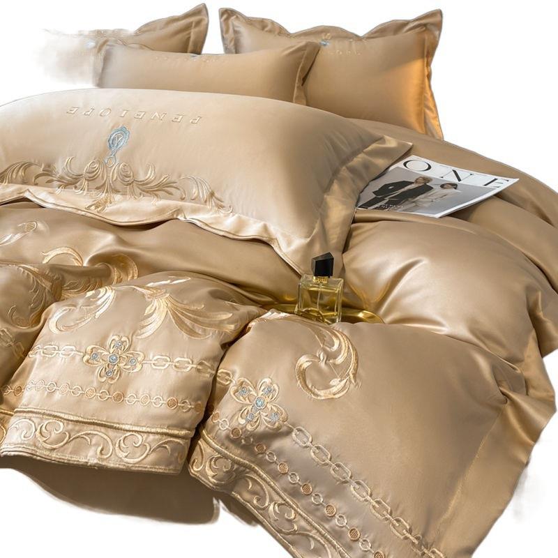 欧式高套级感春夏刺绣件水洗ODL814冰丝被套新款床单床四婚庆床上