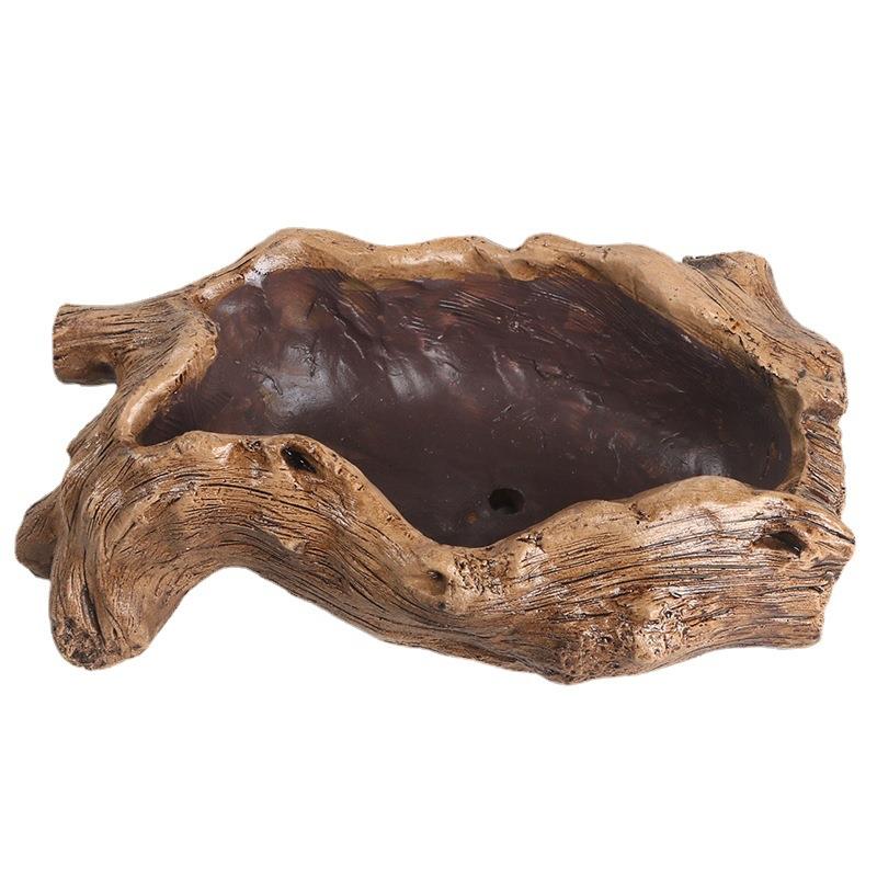 大号仿老树木头复古肉多盆花原生态树桩树根头拼盘XBS多孔枯木种