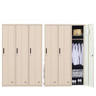 木纹更衣柜员工柜钢制铁皮储物柜浴室健身房宿舍换衣柜存包柜带锁