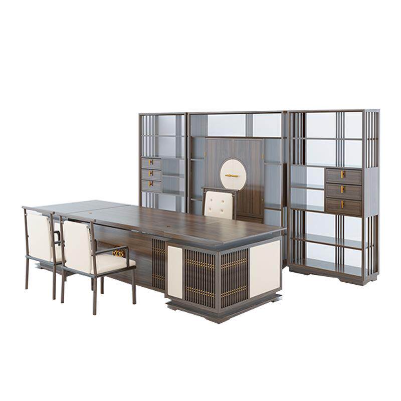 新中式实木办公桌书柜组合大班台经理主管桌老板桌总裁办公室家具