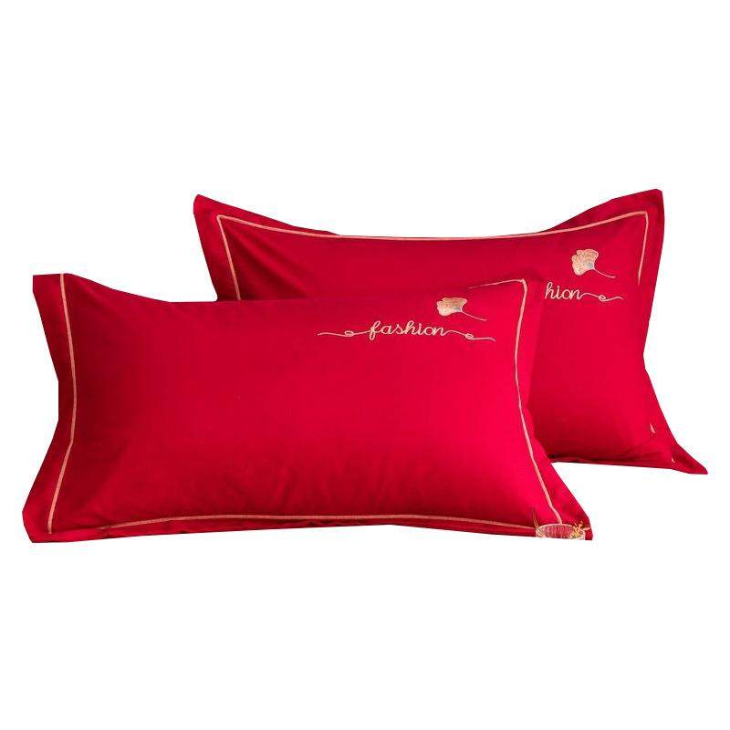 新款结婚房喜庆红色枕套一对装纯色成人家用单人枕头套刺绣枕芯套,床上用品,枕套,淘宝优惠券,粉丝福利购,淘宝优惠卷