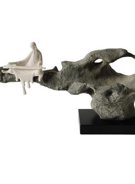 现代中式禅意树脂太湖石摆件软装样板房售楼部人物家居装饰品配搭