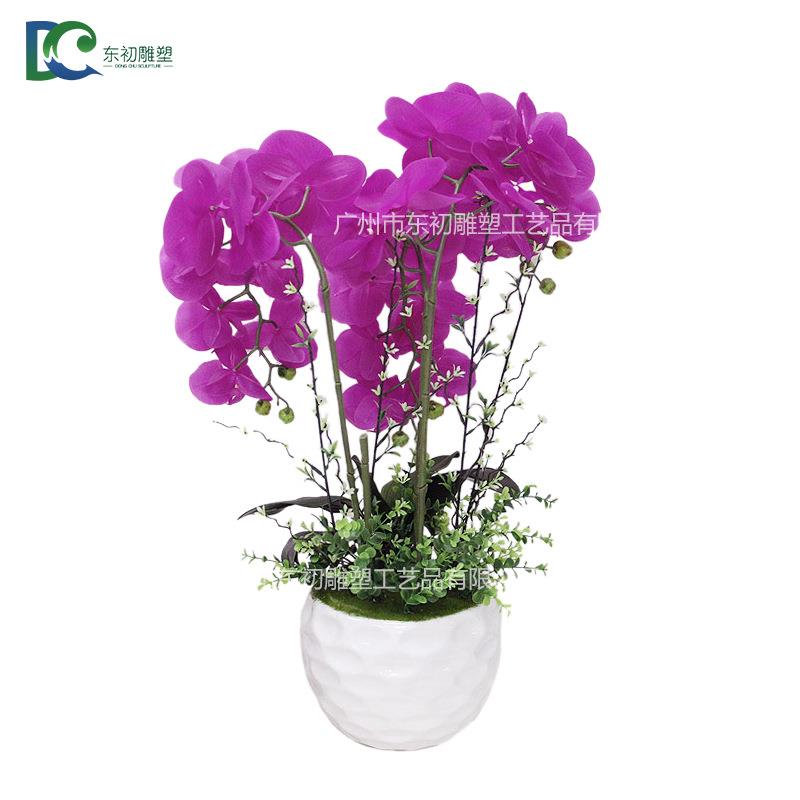 胶片蝴蝶兰仿真花新款手感兰花花卉盆栽植物家居客厅装饰花艺