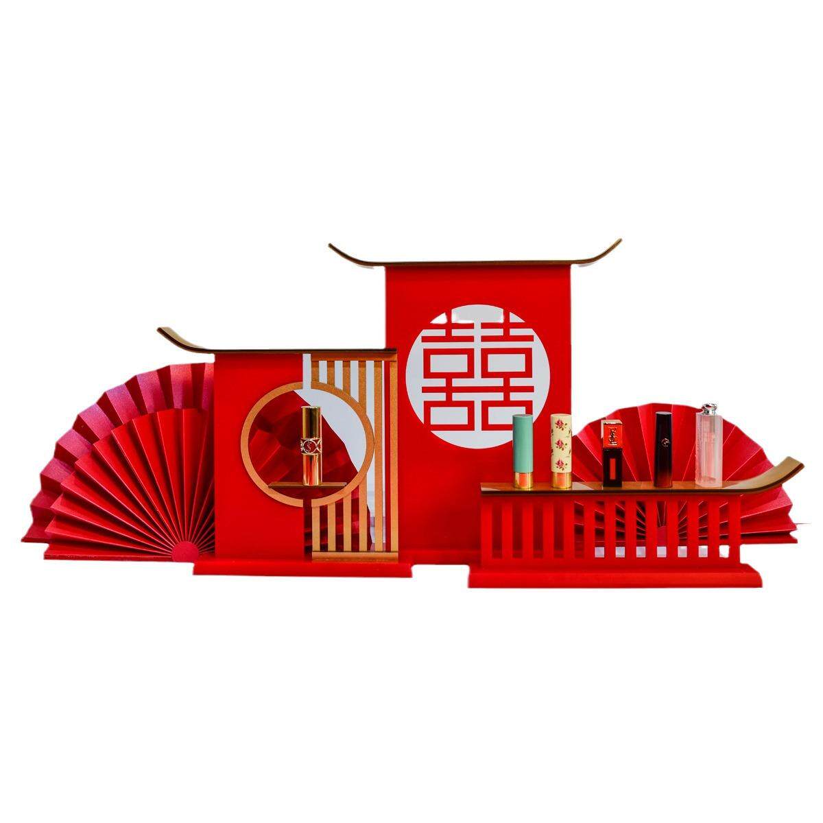珠宝店橱窗钟表化妆品柜台创意摆件国潮亚克力美陈展示架陈列道具