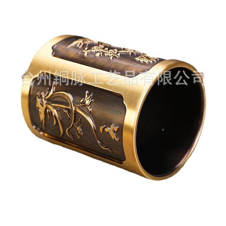 黄仿笔筒创意家居摆无品牌/件礼办公用品桌面收纳茶铜道古商务品,文具电教/文化用品/商务用品,笔筒,淘宝优惠券,粉丝福利购,淘宝优惠卷