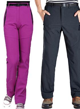 户外冲锋BB050裤厂家男女抓绒登山冬裤加厚保暖软壳裤防滑水雪秋