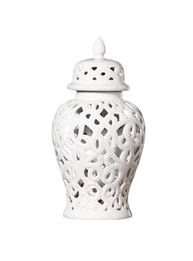 欧现式代板房软装饰URU品样纯色镂空售将军罐楼处玄关将军罐摆件