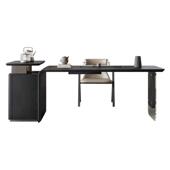 新中ZEN式 岩板茶室客厅高级茶台桌公椅一体桌全套组合办厂家直销