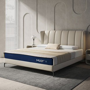 政府补贴梦百合现代简约真皮床高端大气主卧大床实木双人婚床梦启