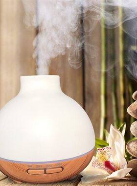 跨境白色加木纹WIFI0香薰加湿器 创意超声波香薰机家用桌面400ML